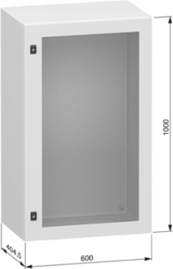 Glazed steel door, PanelSeT CRN, without mounting plate, 1000x600x400mm, IP66, IK08, RAL7035
