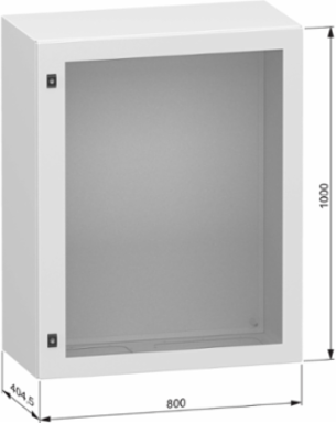 Glazed steel door, PanelSeT CRN, without mounting plate, 1000x800x400mm, IP66, IK08, RAL7035