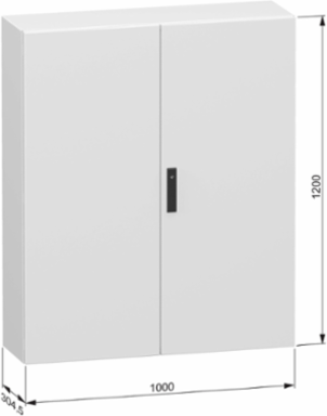 Double plain steel door, PanelSeT CRN, without mounting plate, 1200x1000x300mm, IP55, IK10, RAL7035