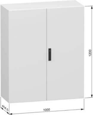 Double plain steel door, PanelSeT CRN, without mounting plate, 1200x1000x400mm, IP55, IK10, RAL7035