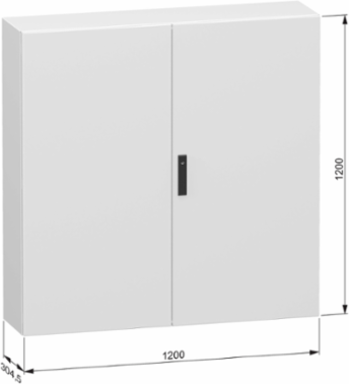 Double plain steel door, PanelSeT CRN, without mounting plate, 1200x1200x300mm, IP55, IK10, RAL7035