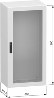 Glazed steel door, PanelSeT CRN, without mounting plate, 1200x600x400mm, IP66, IK08, RAL7035