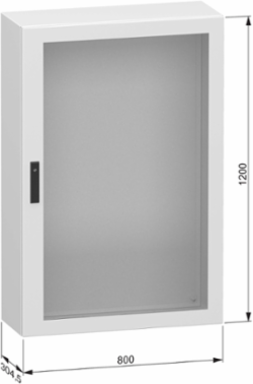 Glazed steel door, PanelSeT CRN, without mounting plate, 1200x800x300mm, IP66, IK08, RAL7035