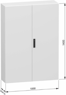 Double plain steel door, PanelSeT CRN, without mounting plate, 1400x1000x300mm, IP55, IK10, RAL7035