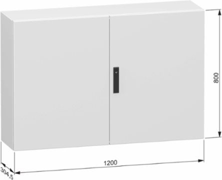 Double plain steel door, PanelSeT CRN, without mounting plate, 800x1200x300mm, IP55, IK10, RAL7035