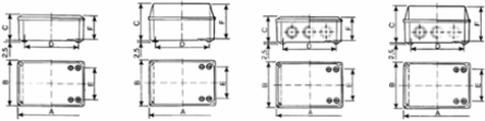 Metal Industrial Box - Low Plain Cover, H155 x W105 x D61 mm, IP55, Steel