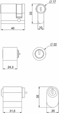 DIN Cylinder Adapter for PanelSeT SFN, SF, SM - 18 Month Warranty
