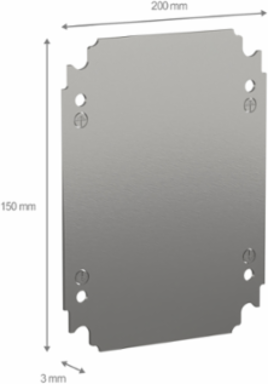 Plain Mounting Plate 250mm x 200mm, Galvanised Steel, 1.8mm Thick