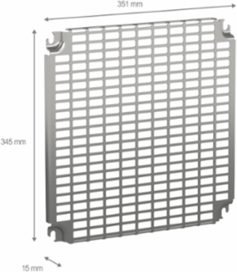 Mounting Plate 400mm x 400mm, Steel, Perforation 11x26mm, 0.984kg