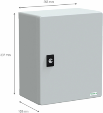 Wall-Mounted Polyester Enclosure, 308x255x160mm, IP66, IK10, RAL 7035