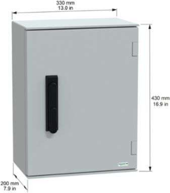 Wall Mounted Polyester Enclosure, 430x330x200mm, IP66, IK10, Gray RAL 7035