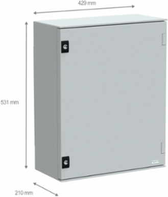 Wall Mounted Polyester Enclosure, 530x430x200mm, IP66, IK10, RAL 7035