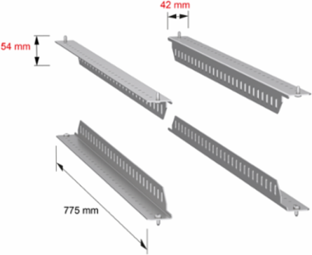 4 Support Brackets for 19 Inch Rack - 400 kg Load - 800 mm Depth