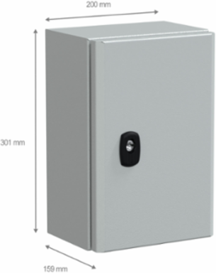 Wall Mounted Steel Enclosure, 300x200x150mm, IP66, IK10, 3.02 kg