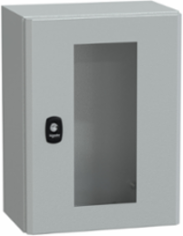 Wall Mounted Steel Enclosure 400x300x200mm, IP66, IK08, Glass Door