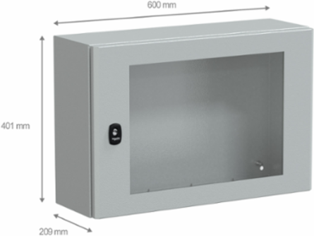 Wall Mounted Steel Enclosure 400x600x200mm, IP66, Glass Door