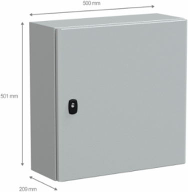 Wall Mounted Steel Enclosure, 500x500x200mm, IP66, IK10, Weight 13kg