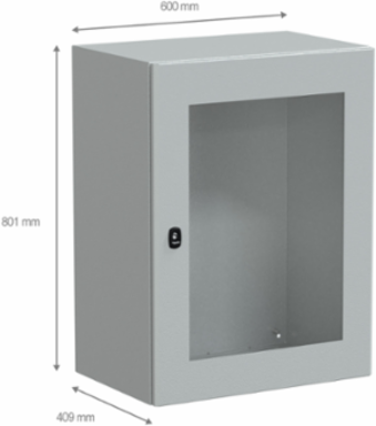Wall Mounted Steel Enclosure 800x600x400mm, IP66, IK08, Glass Door