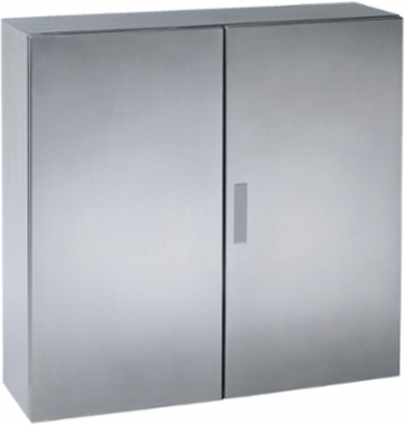 Wall mounted enclosure, PanelSeT S3X, stainless steel 304L, double plain door, 600x1000x300mm, IP55