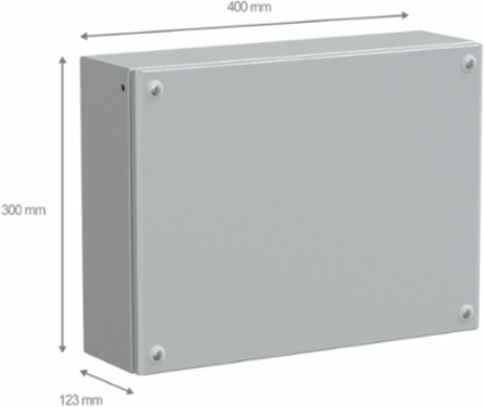 Metal Industrial Box Plain Door, 300 x 400 x 120 mm, IP66, IK10, RAL 7035