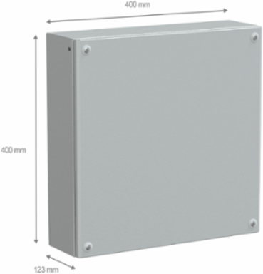 Metal Industrial Box 400x400x120 mm, IP66, IK10, Gray RAL 7035