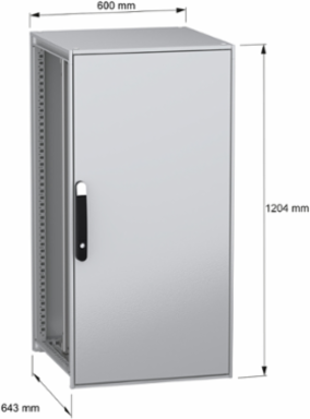 Floor standing modular electrical enclosure, PanelSeT SFN, decarbonized steel, mounting plate, 1200x600x600mm, IP55