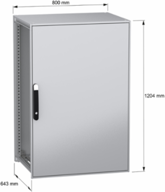 Floor standing modular electrical enclosure, PanelSeT SFN, decarbonized steel, 1200x800x600mm, IP55