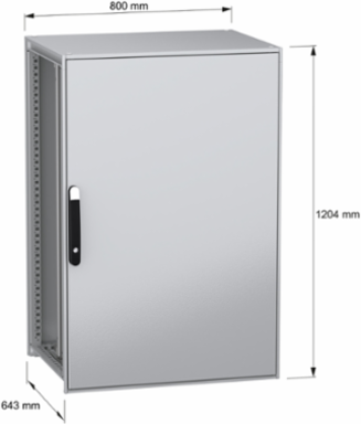 Floor standing modular electrical enclosure, PanelSeT SFN, decarbonized steel, mounting plate, 1200x800x600mm, IP55