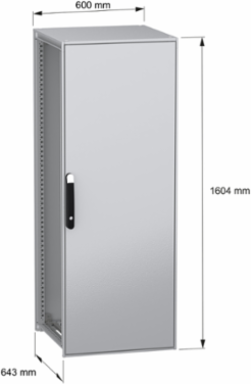 Floor standing modular electrical enclosure, PanelSeT SFN, decarbonized steel, 1600x600x600mm, IP55