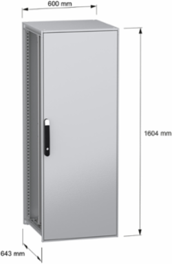 Floor standing modular electrical enclosure, PanelSeT SFN, decarbonized steel, mounting plate, 1600x600x600mm, IP55