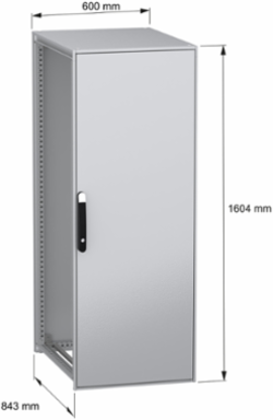Floor standing modular electrical enclosure, PanelSeT SFN, decarbonized steel, 1600x600x800mm, IP55