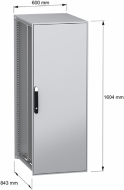 Floor standing modular electrical enclosure, PanelSeT SFN, decarbonized steel, mounting plate, 1600x600x800mm, IP55