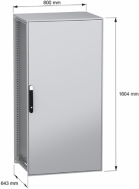Floor standing modular electrical enclosure, PanelSeT SFN, decarbonized steel, 1600x800x600mm, IP55