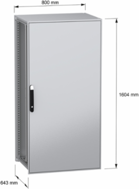 Floor standing modular electrical enclosure, PanelSeT SFN, decarbonized steel, mounting plate, 1600x800x600mm, IP55