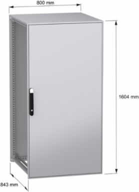 Floor standing modular electrical enclosure, PanelSeT SFN, decarbonized steel, 1600x800x800mm, IP55