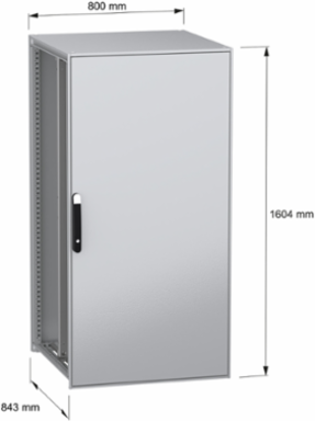 Floor standing modular electrical enclosure, PanelSeT SFN, decarbonized steel, mounting plate, 1600x800x800mm, IP55