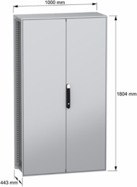 Floor standing modular electrical enclosure, PanelSeT SFN, decarbonized steel, 1800x1000x400mm, 2 doors, IP55