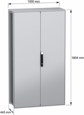Floor standing modular electrical enclosure, PanelSeT SFN, decarbonized steel, plate, 1800x1000x400mm, 2 doors, IP55