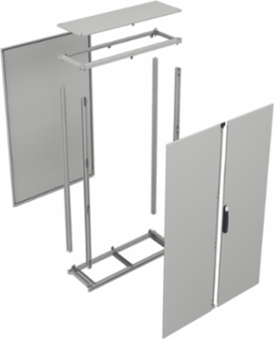Floor standing modular electrical enclosure, PanelSeT SFN, decarbonized steel, 1800x1000x600mm, 2 doors, IP55