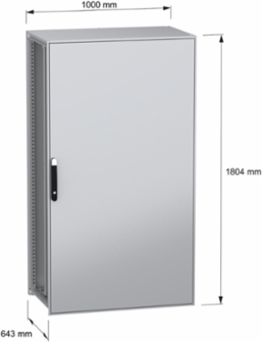 Floor standing modular electrical enclosure, PanelSeT SFN, decarbonized steel, mounting plate, 1800x1000x600mm, IP55