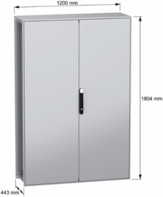 Floor standing modular electrical enclosure, PanelSeT SFN, decarbonized steel, 1800x1200x400mm, 2 doors, IP55