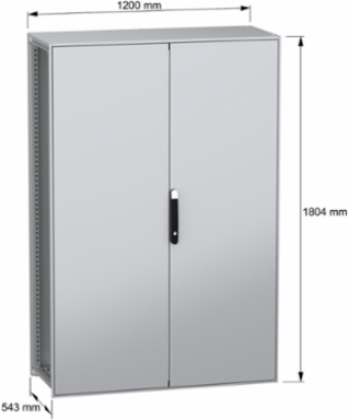 Floor standing modular electrical enclosure, PanelSeT SFN, decarbonized steel, plate, 1800x1200x500mm, 2 doors, IP55