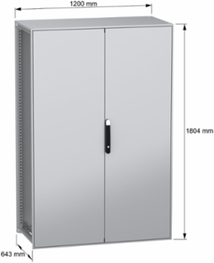 Floor standing modular electrical enclosure, PanelSeT SFN, decarbonized steel, 1800x1200x600mm, 2 doors, IP55