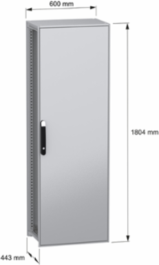 Floor standing modular electrical enclosure, PanelSeT SFN, decarbonized steel, mounting plate, 1800x600x400mm, IP55