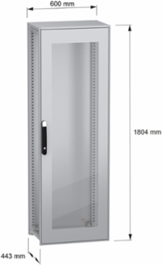 Floor standing modular electrical enclosure, PanelSeT SFN, decarbonized steel, glazed door, 1800x600x400mm, IP55