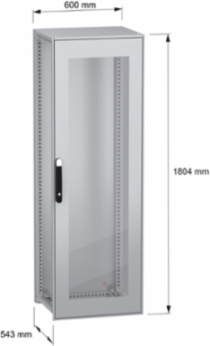 Floor standing modular electrical enclosure, PanelSeT SFN, decarbonized steel, glazed door, 1800x600x500mm, IP55