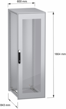 Floor standing modular electrical enclosure, PanelSeT SFN, decarbonized steel, glazed door, 1800x600x800mm, IP55