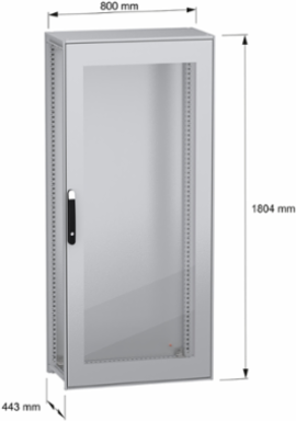 Floor standing modular electrical enclosure, PanelSeT SFN, decarbonized steel, glazed door, 1800x800x400mm, IP55