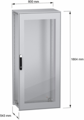 Floor standing modular electrical enclosure, PanelSeT SFN, decarbonized steel, glazed door, 1800x800x500mm, IP55