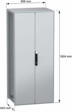 Floor standing modular electrical enclosure, PanelSeT SFN, decarbonized steel, 1800x800x600mm, 2 doors, IP55